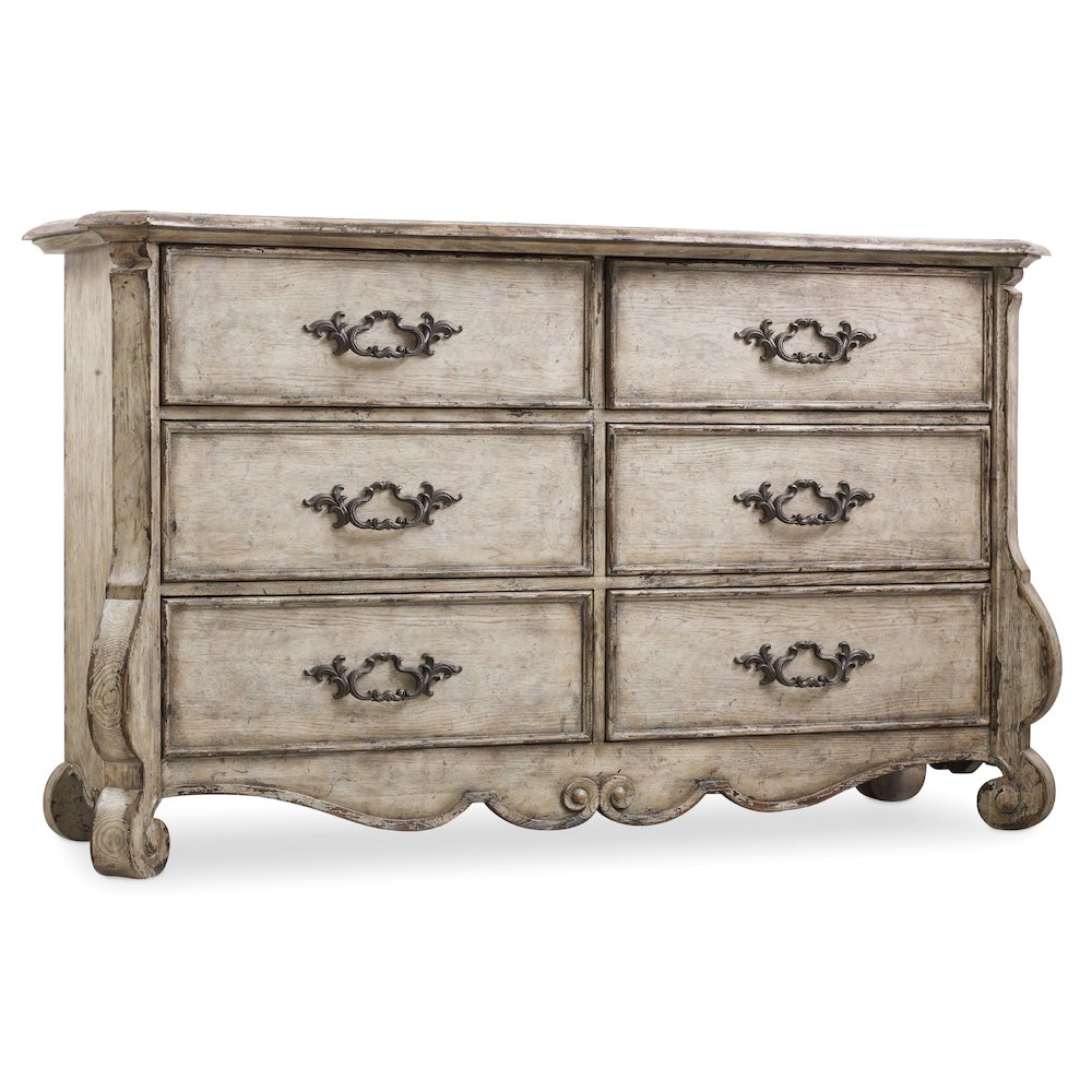 Hooker Furniture Chatelet 6 Drawer Dresser in Distressed Vintage White