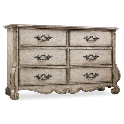 Hooker Furniture Chatelet 6 Drawer Dresser in Distressed Vintage White