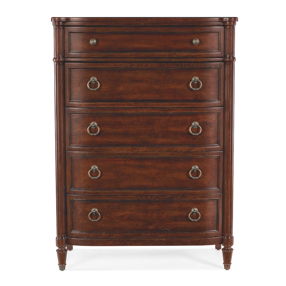Hooker Furniture Charleston 5-Drawer Wood Chest in Maraschino Cherry Brown