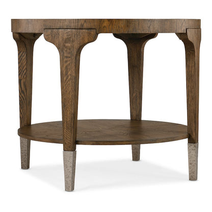 Hooker Furniture Chapman Round Veneers and Metal Side Table in Brown/White