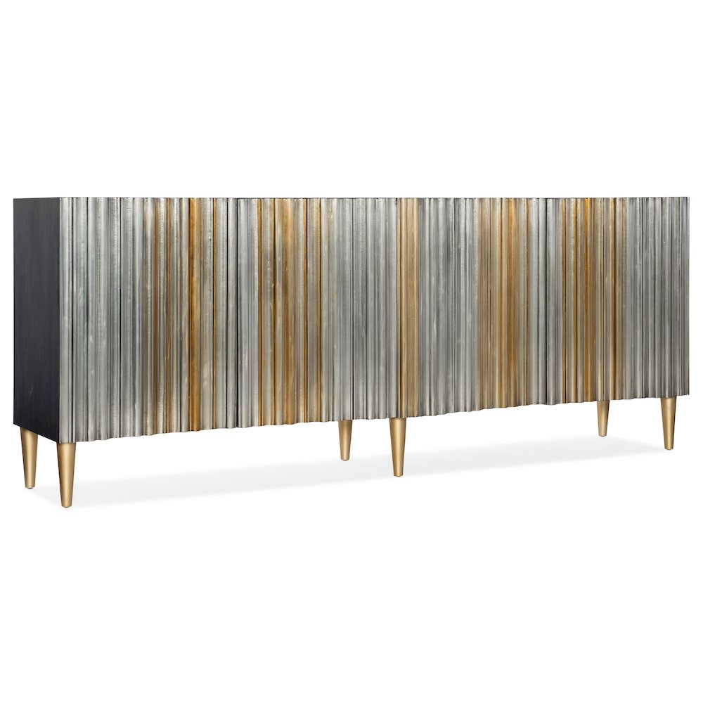 Melange Apollo Media Credenza in Silver and Gold Wood by Hooker Furnishings