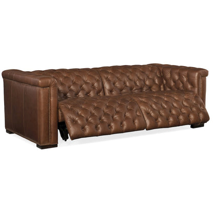 Savion 2 over 2 Sofa with Power Recline & Power Headrest in Brown Leather