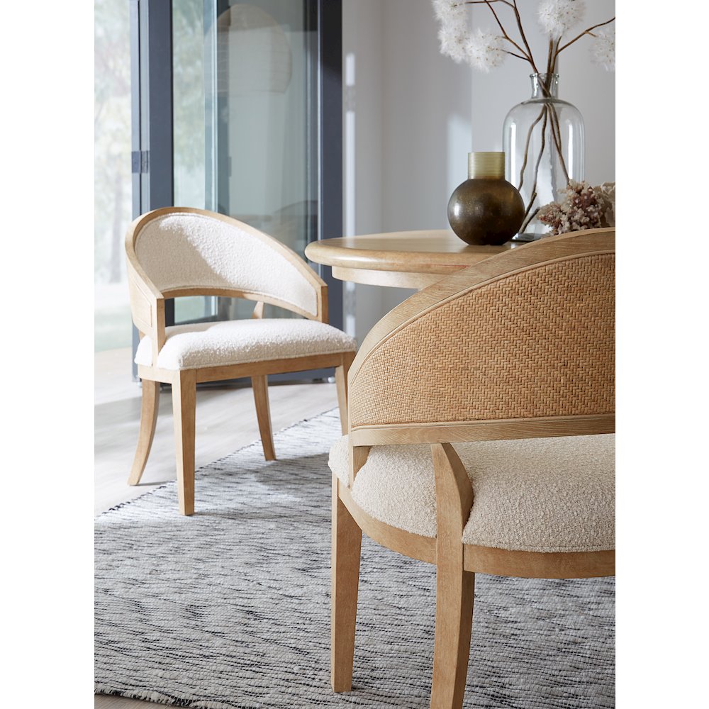 Retreat Cane Barrel Back Fabric Upholstered Chair in Beige by Hooker Furniture