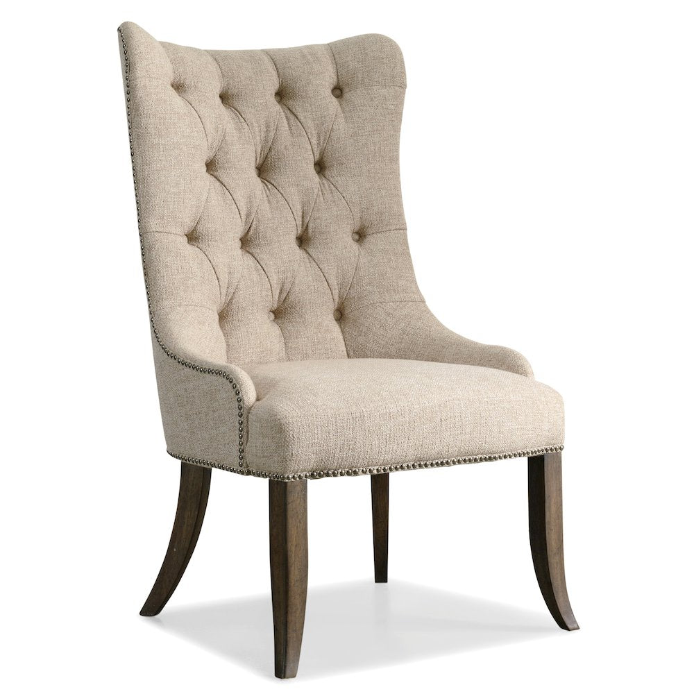 Hooker Furniture Rhapsody Tufted Dining Chair in Rustic Walnut