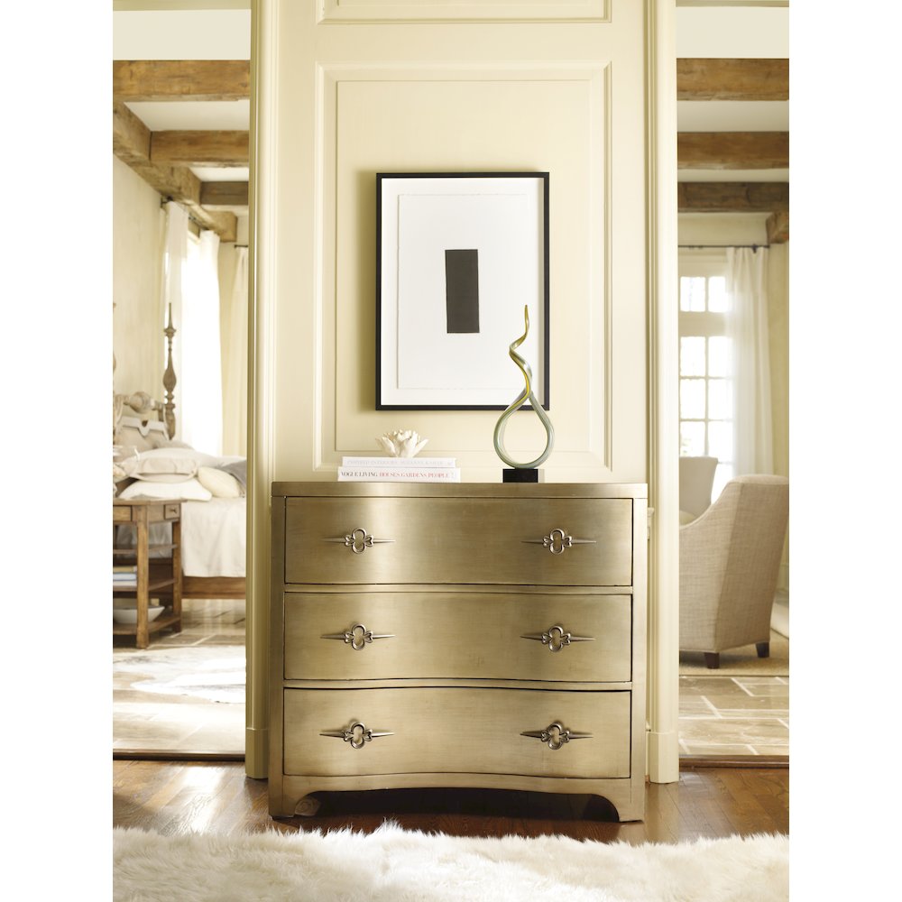 Sanctuary 3-Drawer Wood Shaped-Front Gold Accent Chest by Hooker Furniture