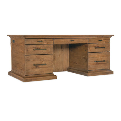 Hooker Furniture Big Sky Wood and Metal Executive Desk in Brown