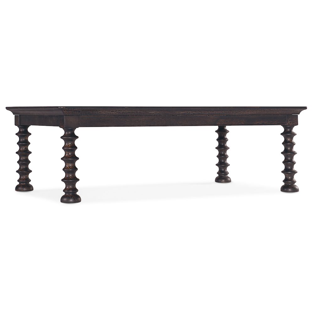 Hooker Furniture Big Sky Wood Turned Leg Cocktail Table in Black