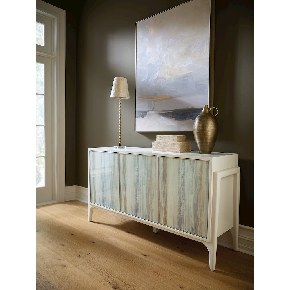 Hera Credenza in Cream Colored Wood with Three Doors by Hooker Furnishings