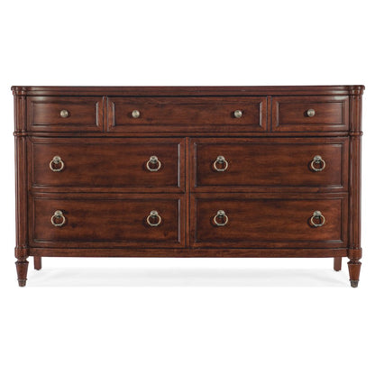 Hooker Furniture Charleston 7-Drawer Wood Dresser in Cherry Brown