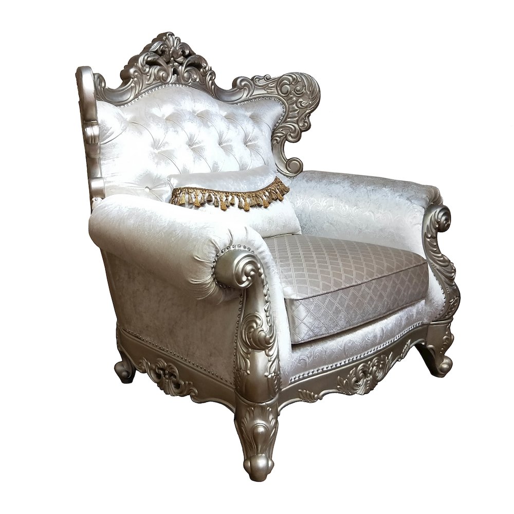 Emily Upholstered Chair with Wooden Accents