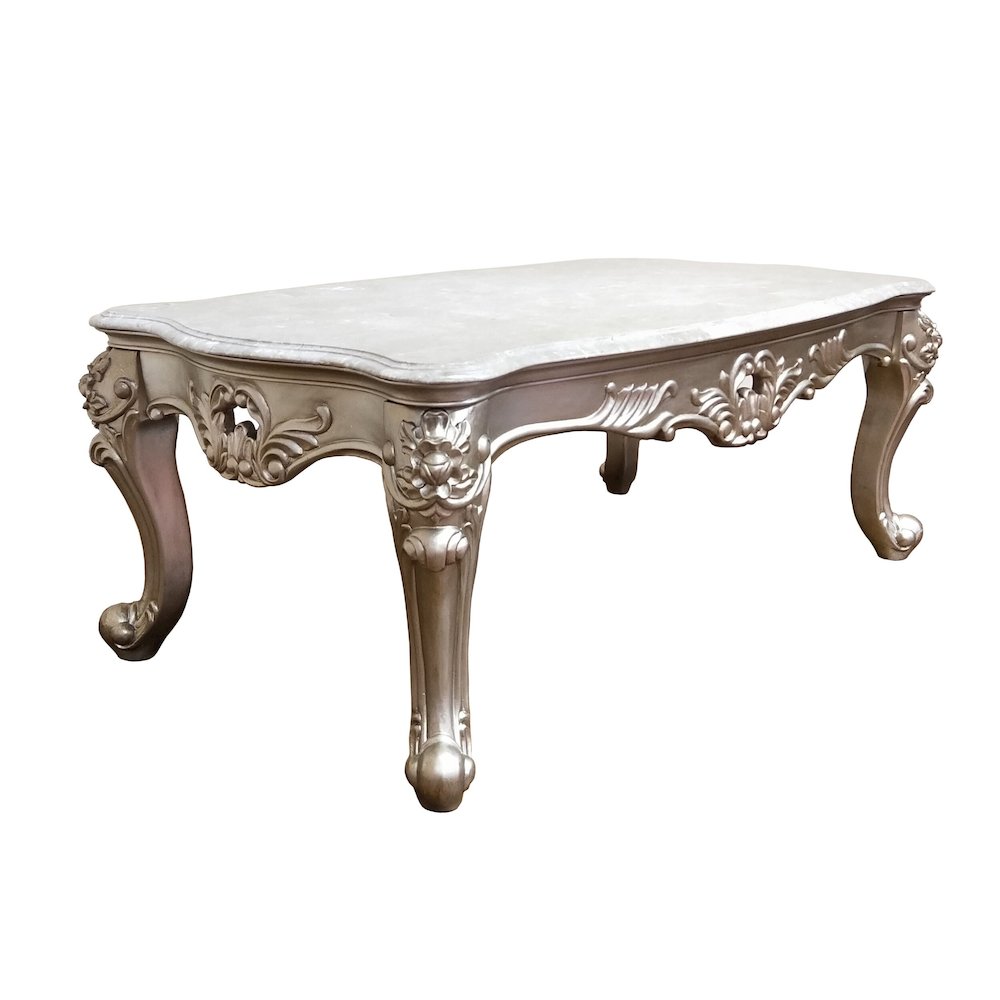 Ariel Champagne Carved Wood Coffee Table