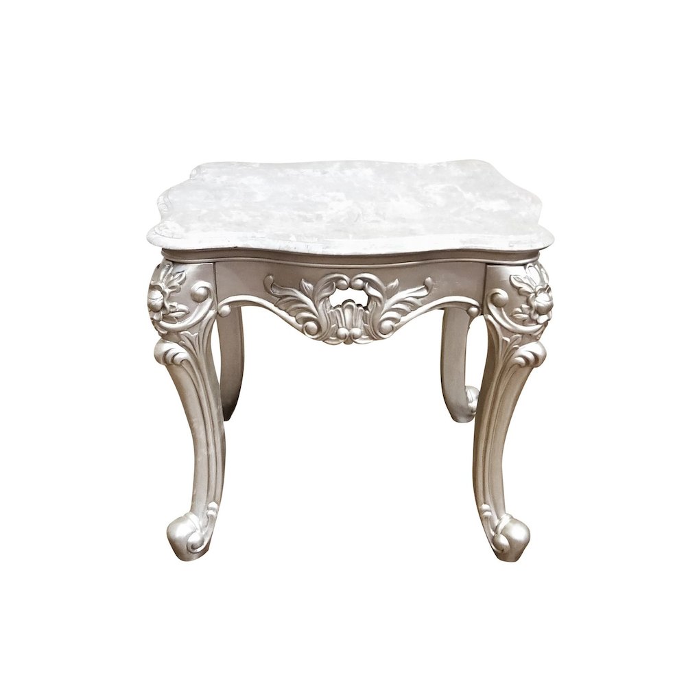 Ariel Champagne Carved Wood End Table