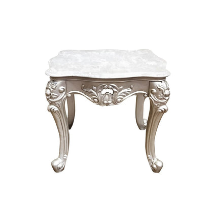 Ariel Champagne Carved Wood End Table