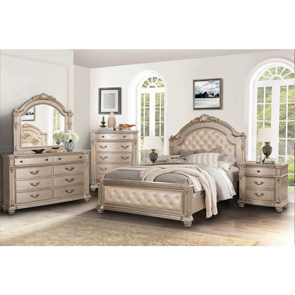 Evelyn Champagne Upholstered 5-piece Bedroom Set, Queen