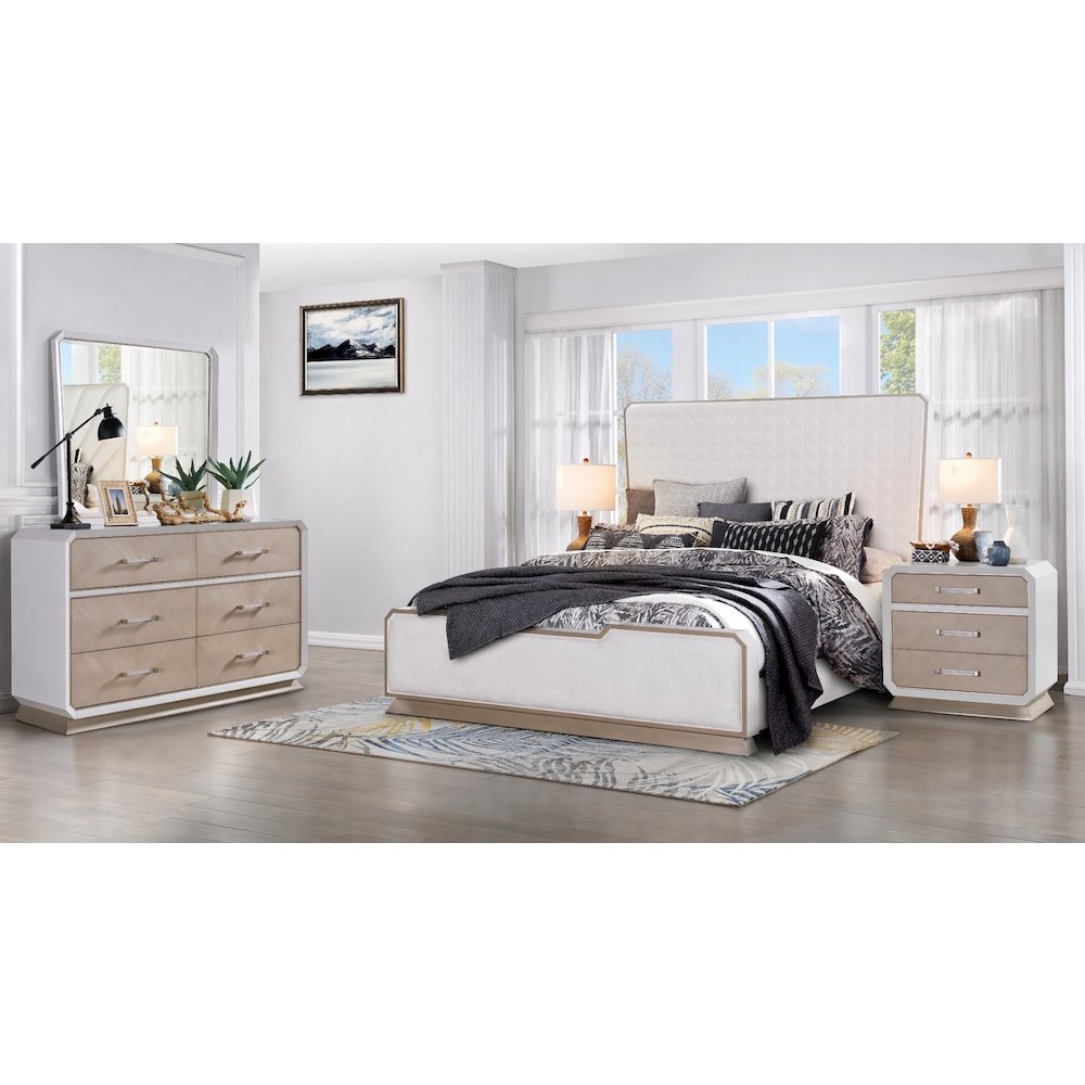 Dior White/Champagne 4-piece Bedroom Set, Queen