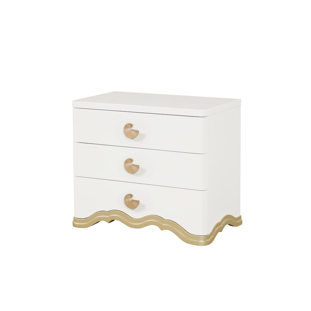Athena Ivory and Gold Scalloped 4-Piece Bedroom Set, Queen