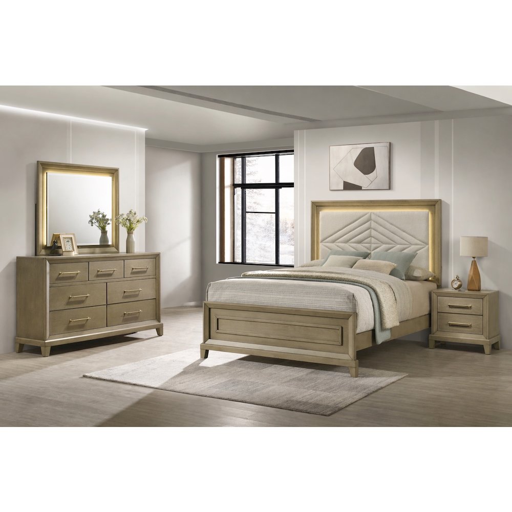 Dove Gray 4-piece Bedroom Set with LED Lighting, King