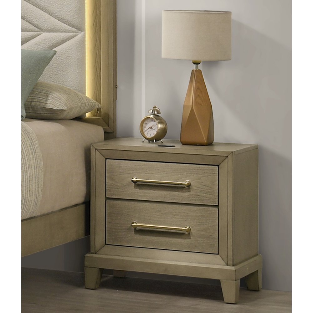 Dove Gray 5-piece Bedroom Set with LED Lighting, Queen