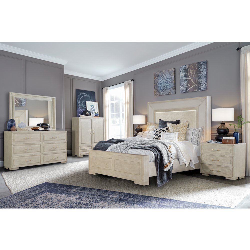 Celine Contemporary Wood 5-piece Bedroom Set with LED Lighting, King
