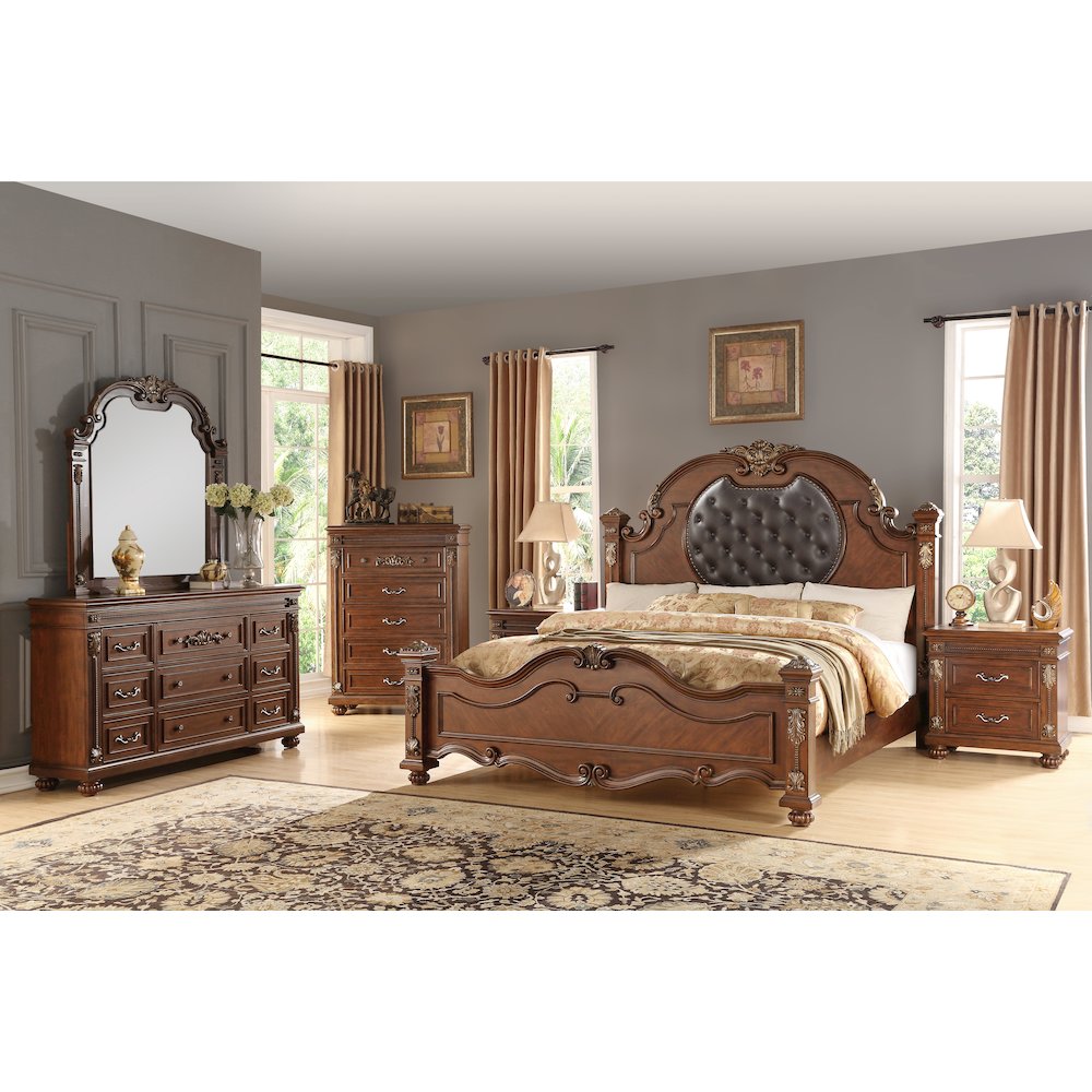Destiny Contemporary Cherry Wood Bed,, Queen