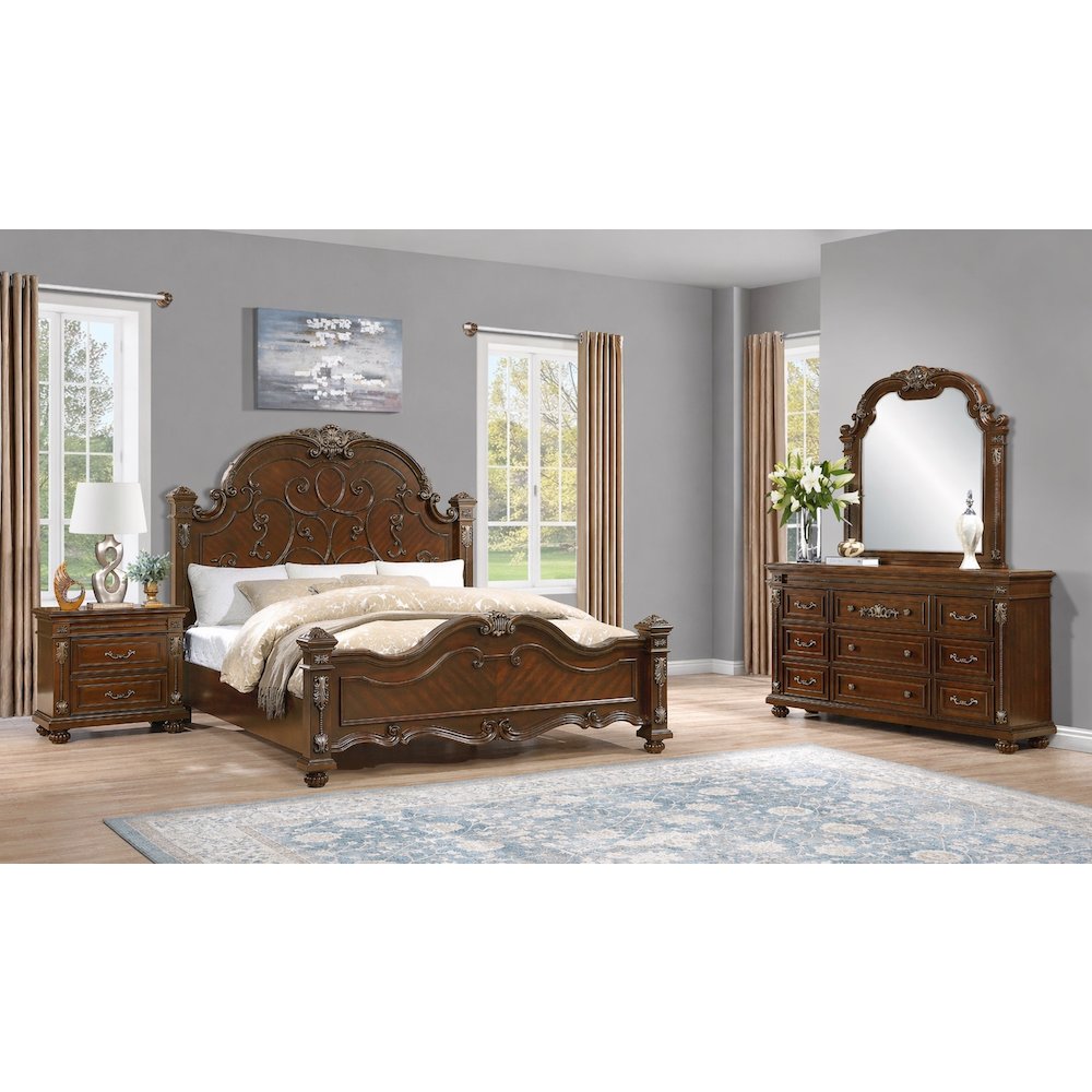 Isabella Cherry Brown 4-Piece Bedroom Set, King