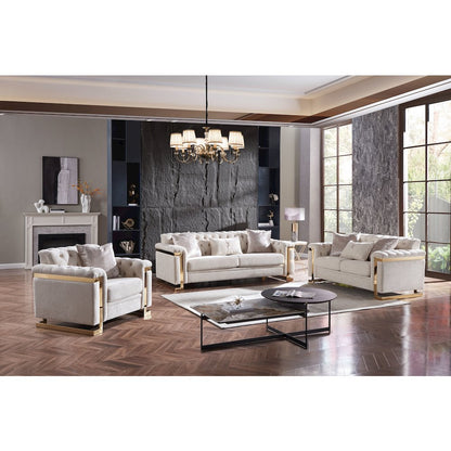 Chloe Tufted Arm Chair with Gold Accents
