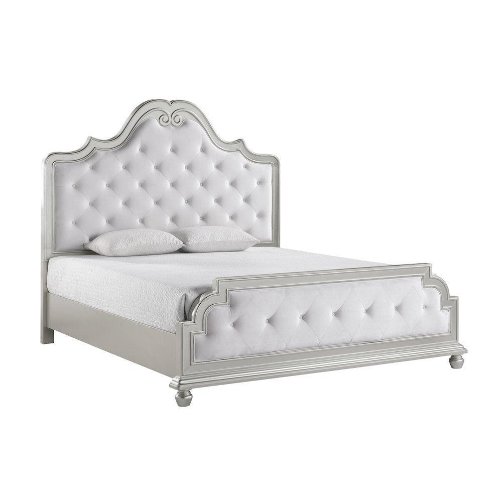 Roma Champagne Button Tufted Upholstered 4-Piece Bedroom Set, King