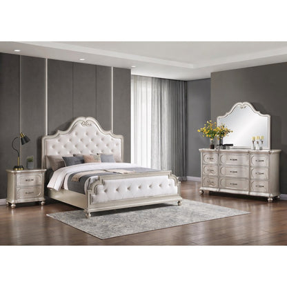 Roma Champagne Button Tufted Upholstered 4-Piece Bedroom Set, King