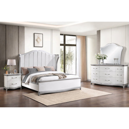 Nina Cream High-gloss 4-Piece Bedroom Set, Queen