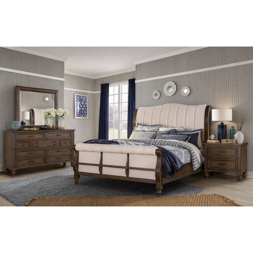 Marina Cherry Brown 4-Piece Bedroom Set, King