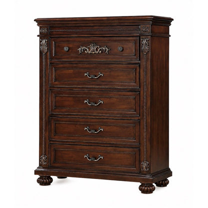Destiny Contemporary Cherry Wood 5-piece Bedroom Set, King