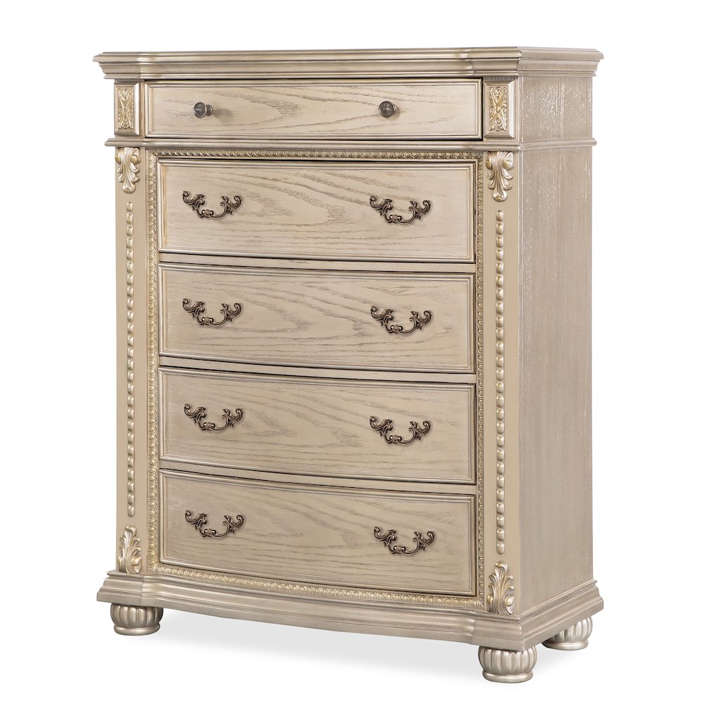 Evelyn Champagne Upholstered 5-piece Bedroom Set, King