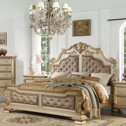 Miranda Gold Tufted 5-Piece Bedroom Set, Queen