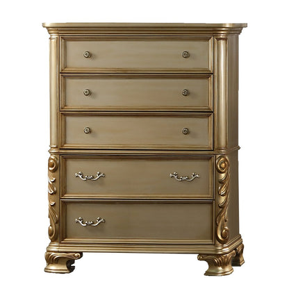 Miranda Gold Tufted 5-Piece Bedroom Set, Queen