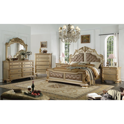 Miranda Gold Tufted 5-Piece Bedroom Set, Queen