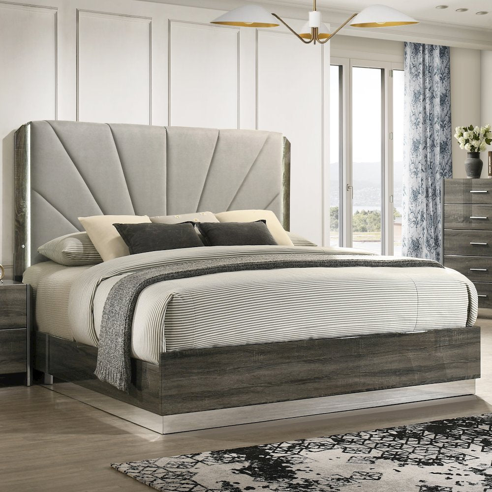 Venice Gray Platform 4-Piece Bedroom Set, King