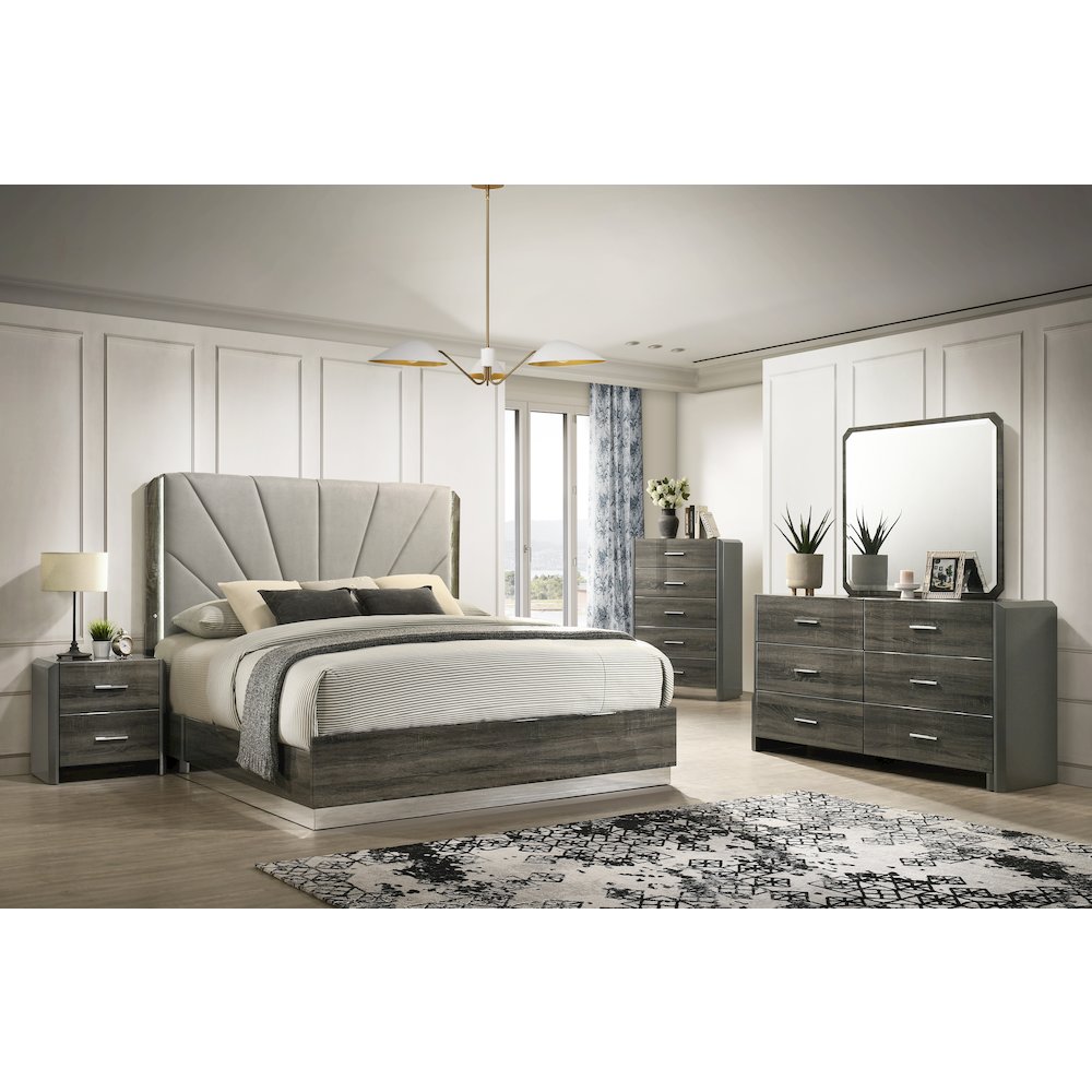 Venice Gray Platform 5-Piece Bedroom Set, King