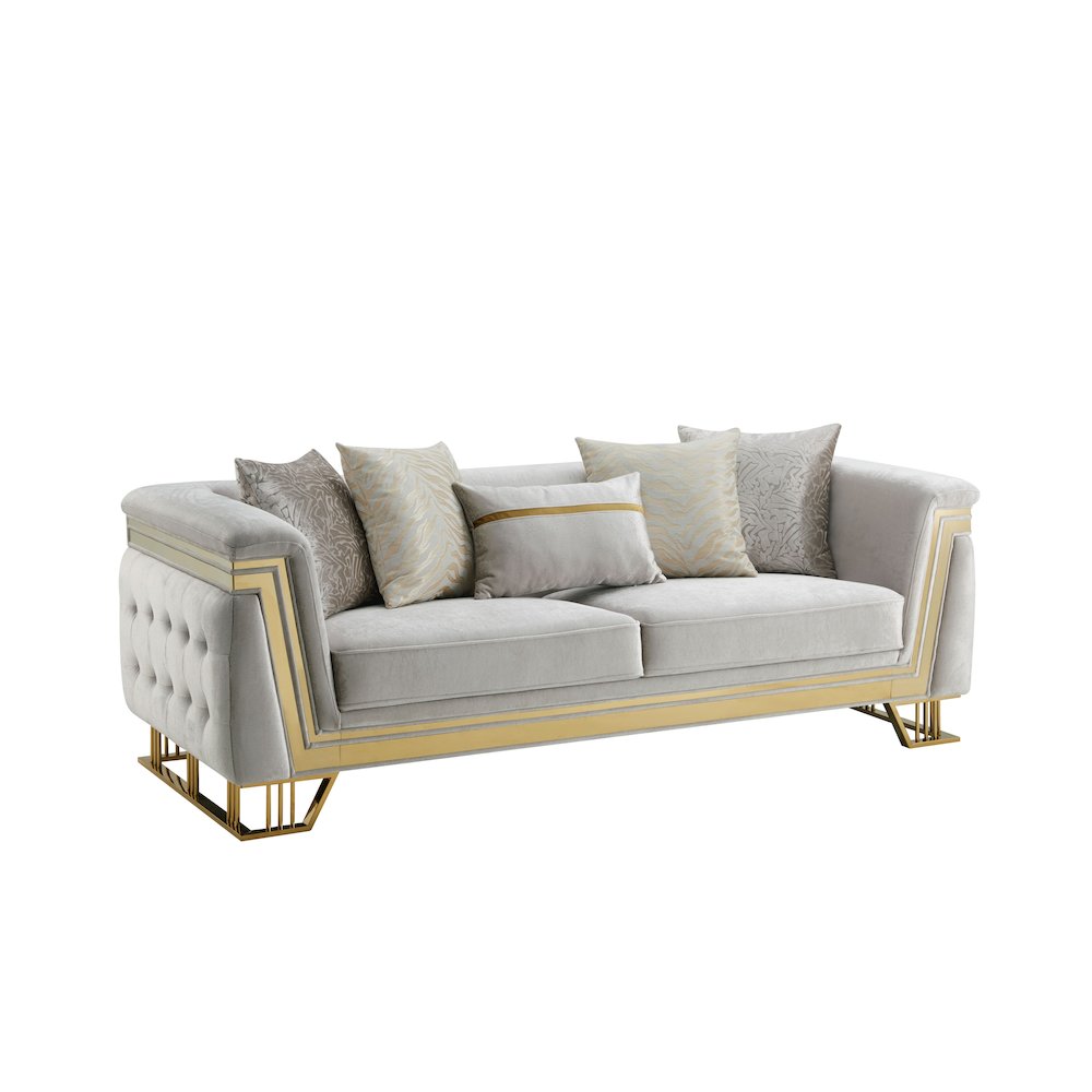 Judy Modern Tufted 2-piece Living Room Set with Gold Accents