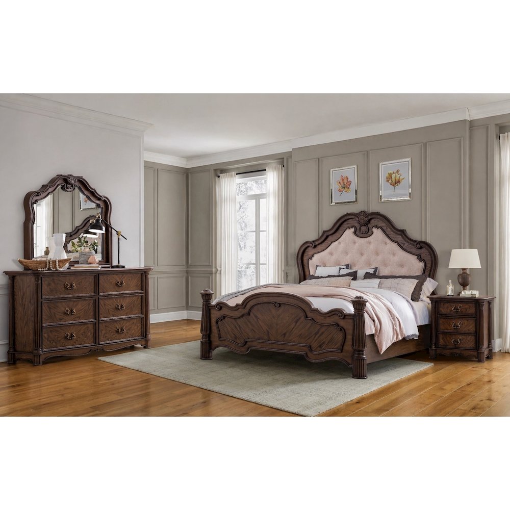 Nicole Ornate 4-Piece Bedroom Set, King