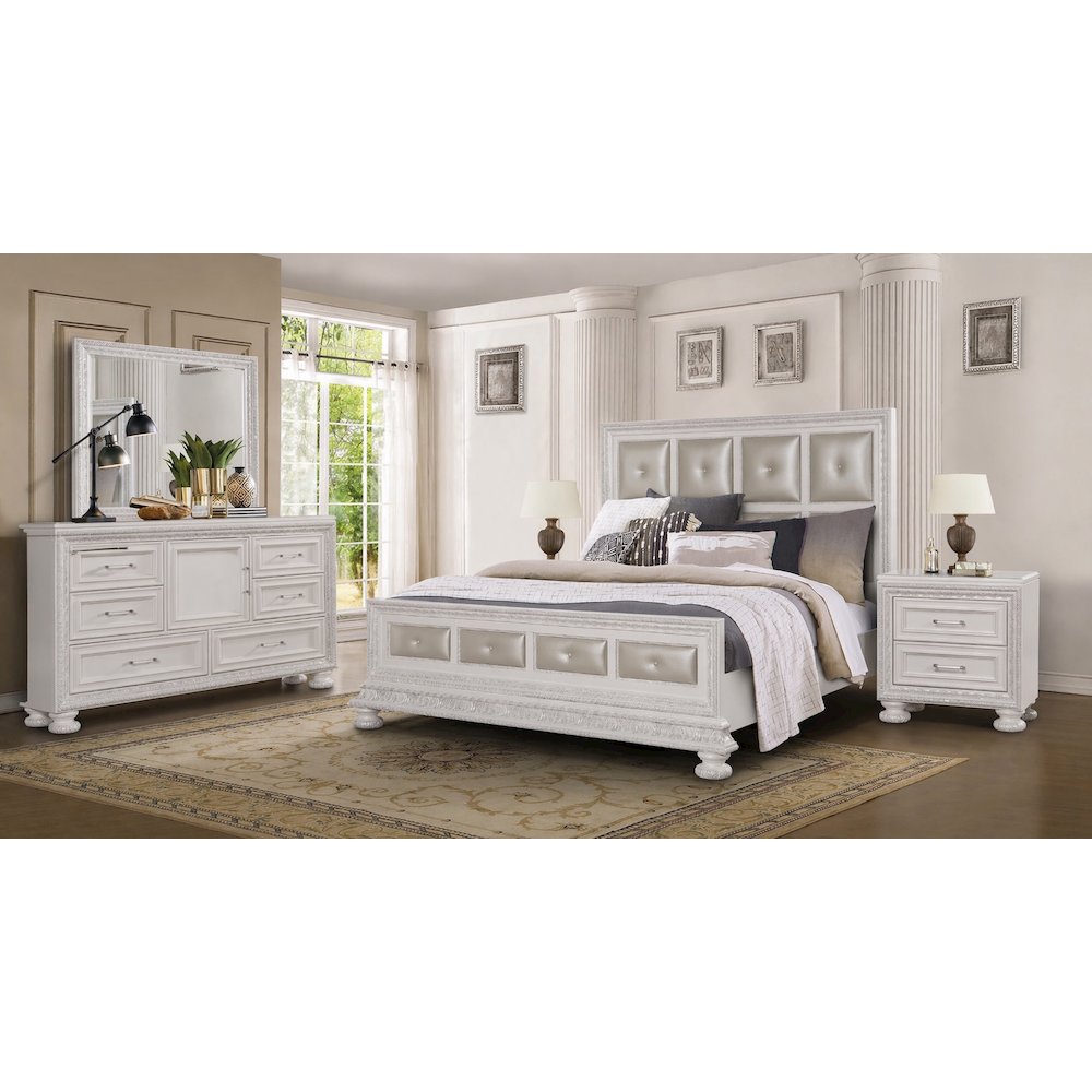 Penta White/ Champagne 4-Piece Bedroom Set, Queen