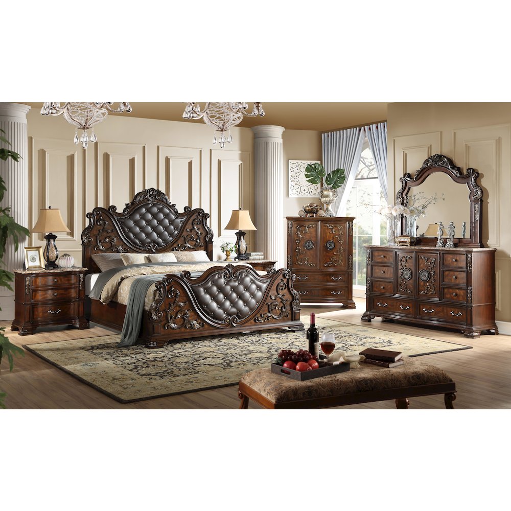 Santa Monica Cherry Brown 5-Piece Bedroom Set, King