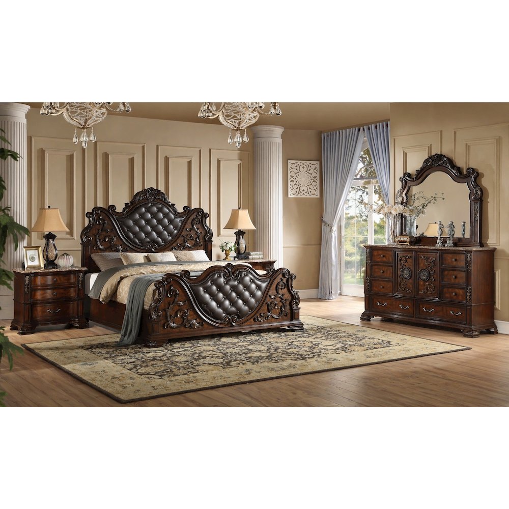 Santa Monica Cherry Brown 4-Piece Bedroom Set, Queen
