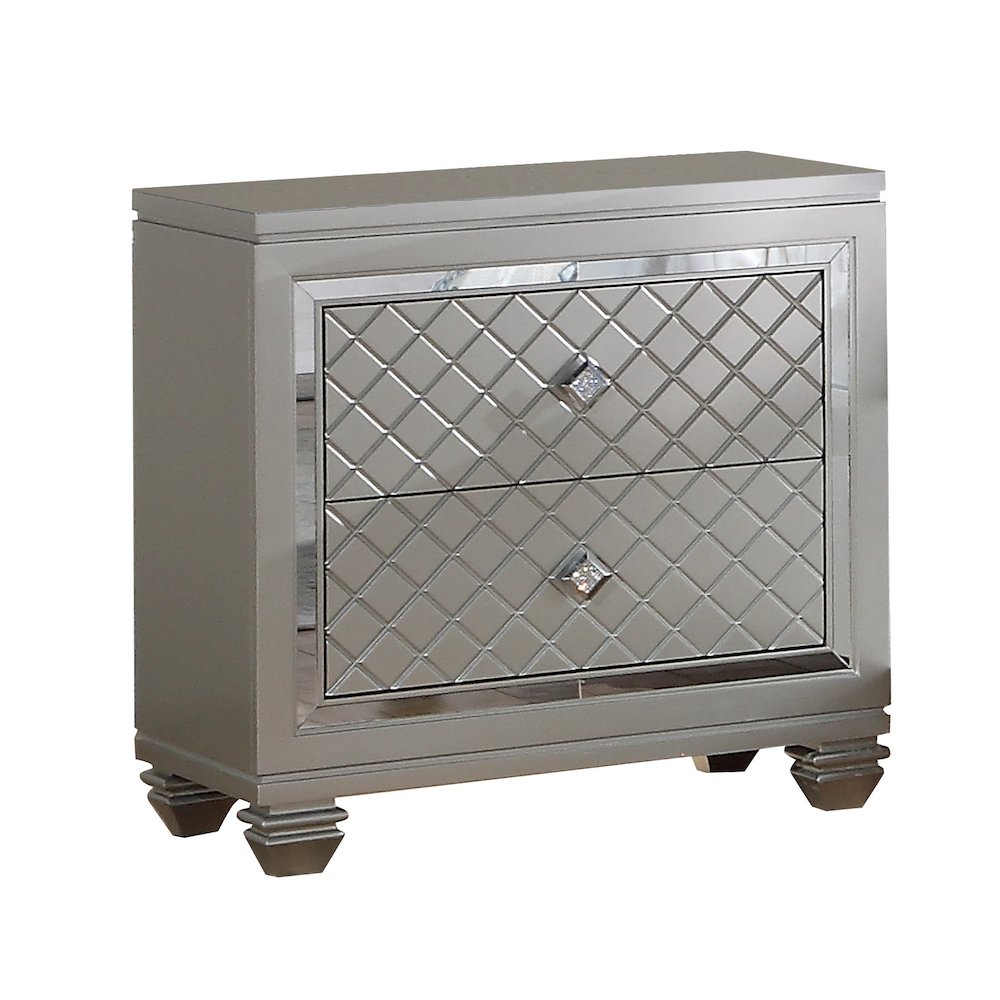 Shiney Silver 4-Piece Bedroom Set with LED Lighting, King