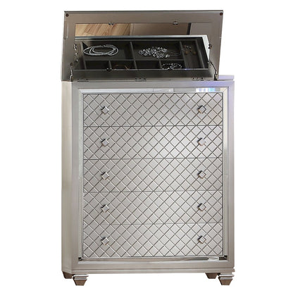 Shiney Silver 5-Piece Bedroom Set with LED Lighting, King