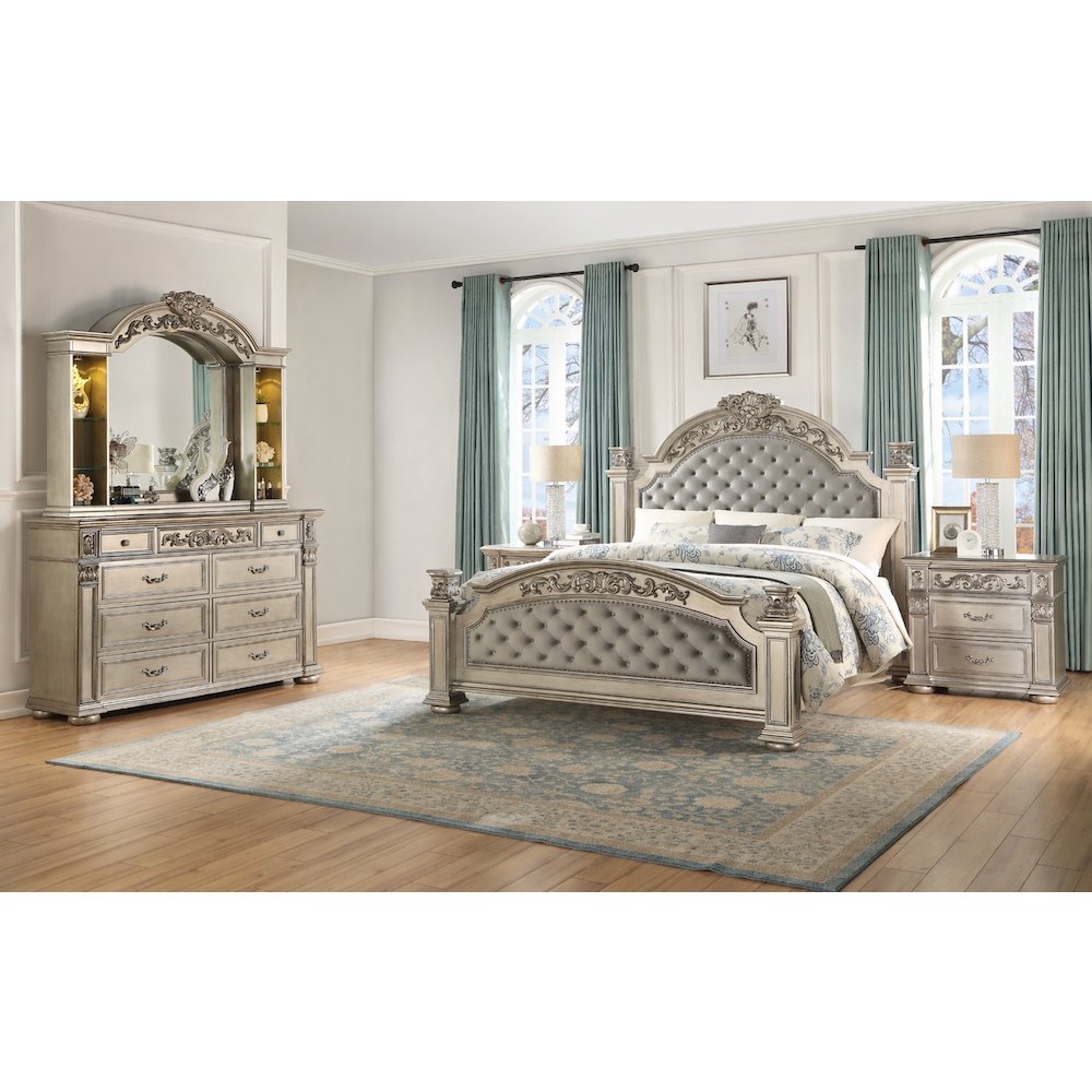 Platinum Silver 4-Piece Bedroom Set, King