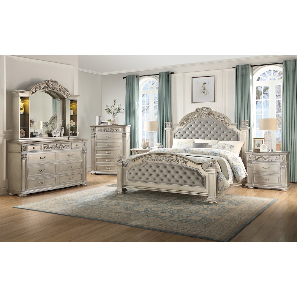 Platinum Silver 5-Piece Bedroom Set, Queen