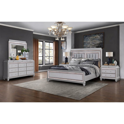 Sabrina Silver 4-Piece Bedroom Set with LED Lighting, King