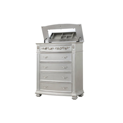 Valentina Silver 5-Piece Bedroom Set with LED Lighting, King
