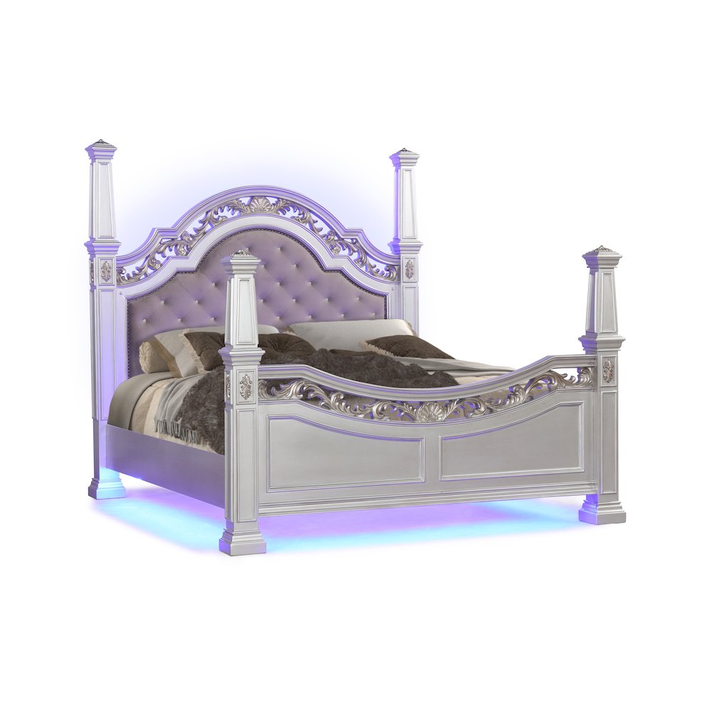 Valentina Silver 5-Piece Bedroom Set with LED Lighting, King