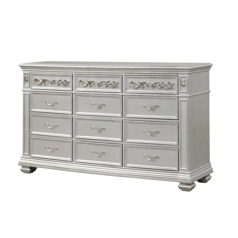 Valentina Silver 5-Piece Bedroom Set with LED Lighting, King